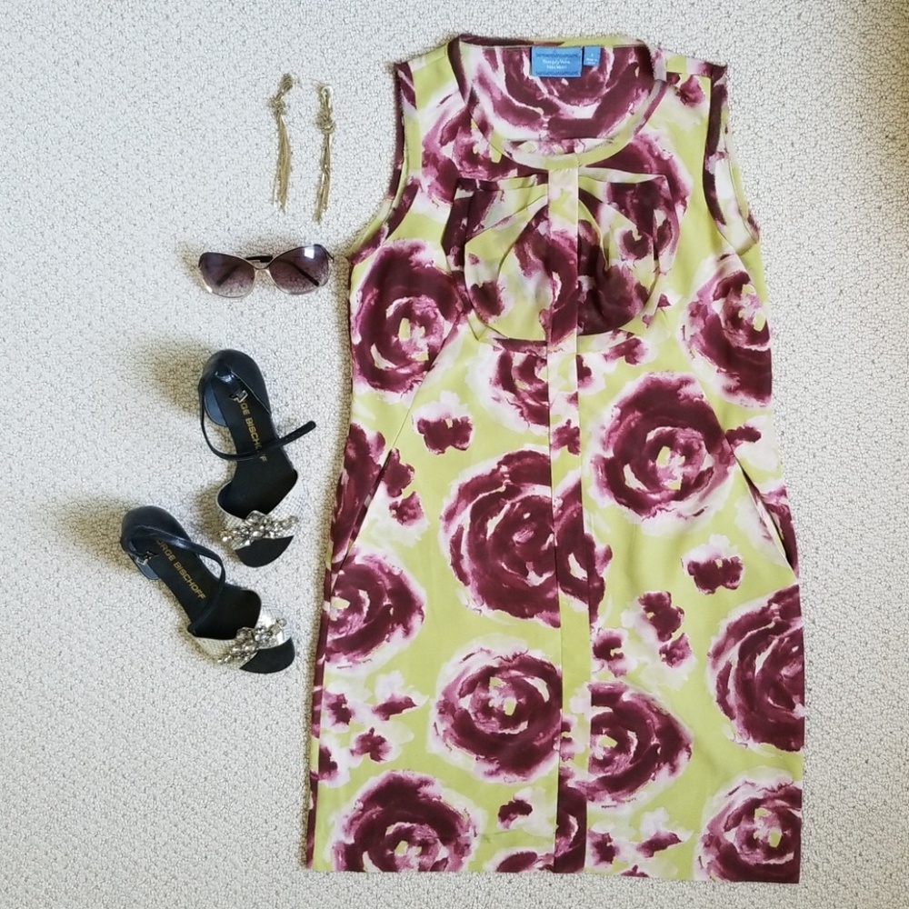Vera Wang lime green floral dress